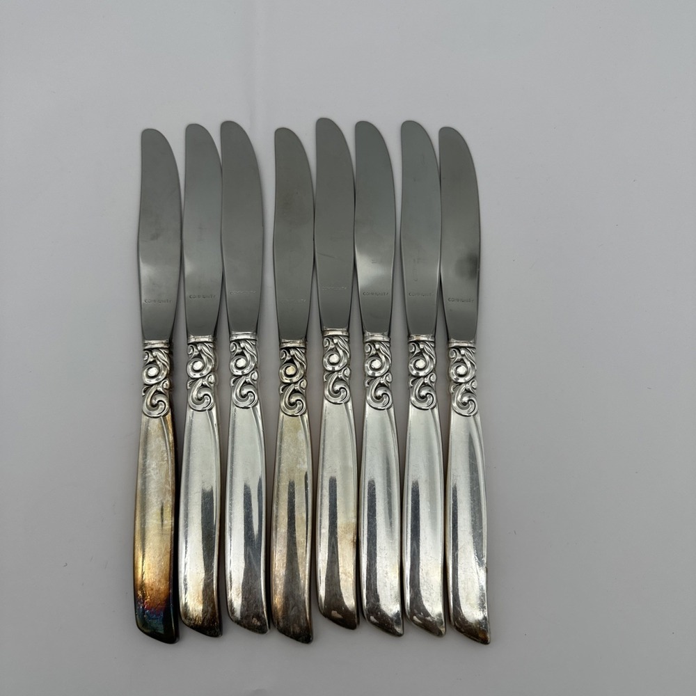 Oneida Community South Seas Silverplate Knives Set of 8 1955 Mid Century Modern